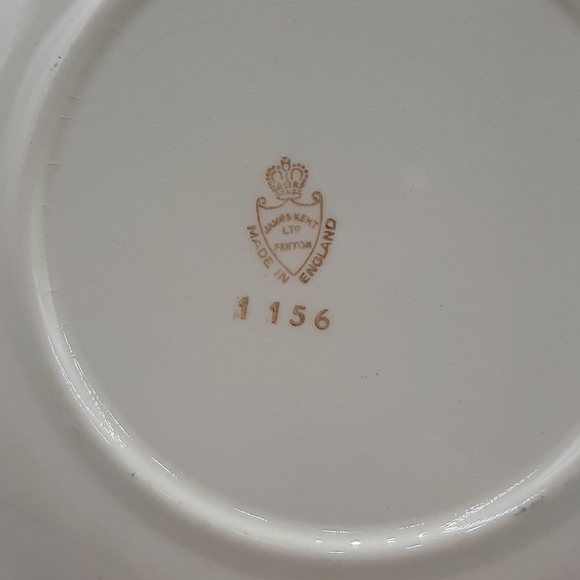 Vintage James Kent Ltd Fenton Majolica Floral Plate Made England Blue & Yellow - Picture 8 of 9